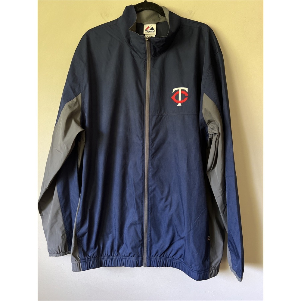 Minnesota Twins Jacket Men's 2XL Blue Majestic MLB Baseball Full Zip Lightweight
